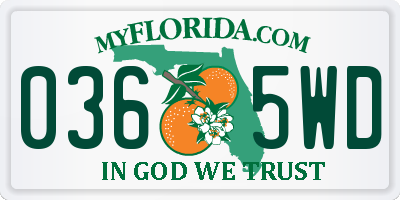 FL license plate 0365WD