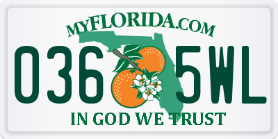 FL license plate 0365WL