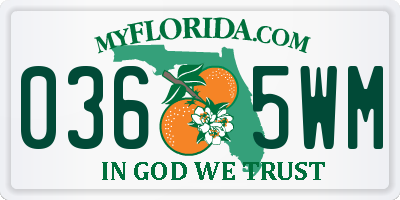 FL license plate 0365WM