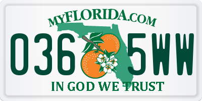 FL license plate 0365WW
