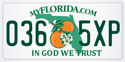 FL license plate 0365XP