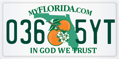 FL license plate 0365YT