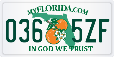 FL license plate 0365ZF