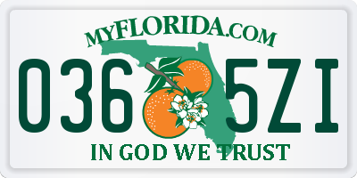 FL license plate 0365ZI
