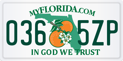 FL license plate 0365ZP