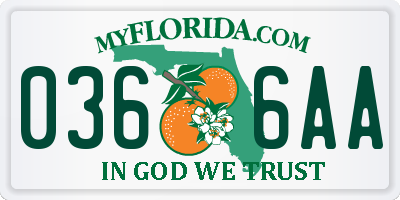 FL license plate 0366AA