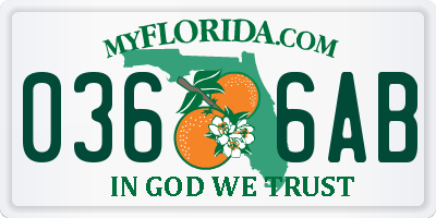 FL license plate 0366AB
