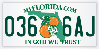 FL license plate 0366AJ