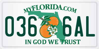 FL license plate 0366AL