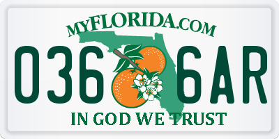 FL license plate 0366AR