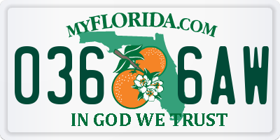 FL license plate 0366AW