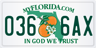 FL license plate 0366AX