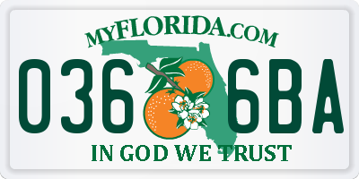 FL license plate 0366BA
