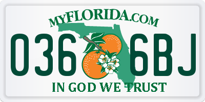 FL license plate 0366BJ