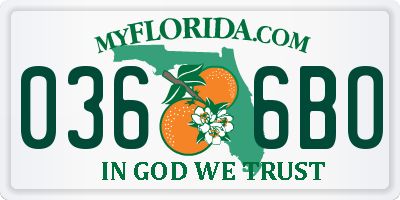 FL license plate 0366BO