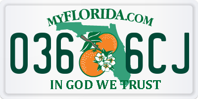 FL license plate 0366CJ