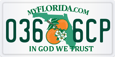 FL license plate 0366CP