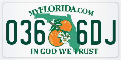 FL license plate 0366DJ