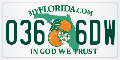 FL license plate 0366DW