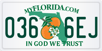 FL license plate 0366EJ