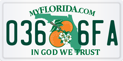 FL license plate 0366FA