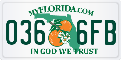 FL license plate 0366FB