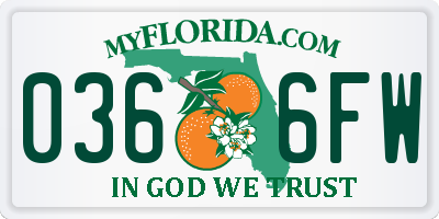 FL license plate 0366FW