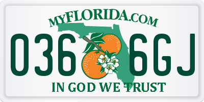 FL license plate 0366GJ