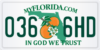 FL license plate 0366HD