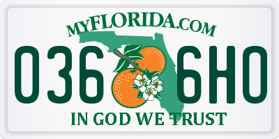 FL license plate 0366HO