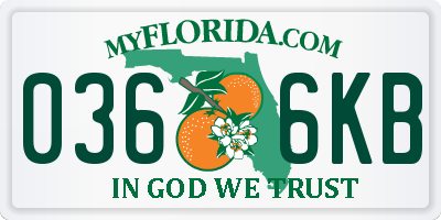 FL license plate 0366KB