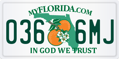 FL license plate 0366MJ