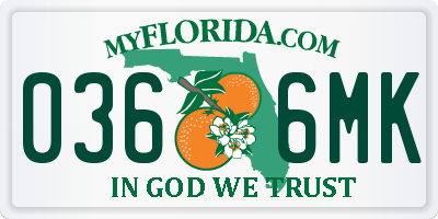FL license plate 0366MK