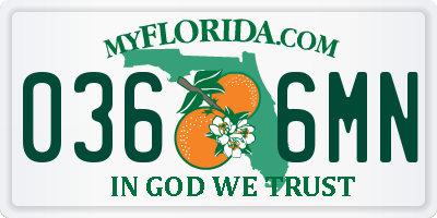 FL license plate 0366MN