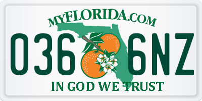 FL license plate 0366NZ