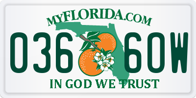 FL license plate 0366OW