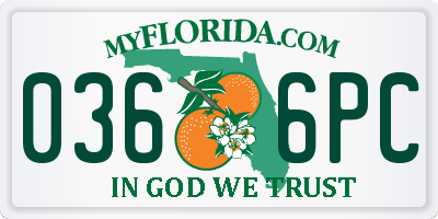 FL license plate 0366PC