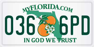 FL license plate 0366PD