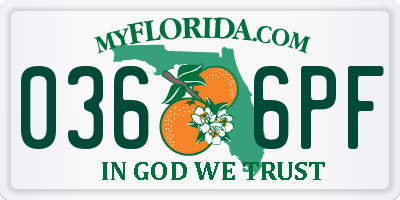 FL license plate 0366PF