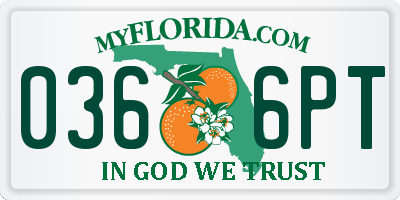 FL license plate 0366PT