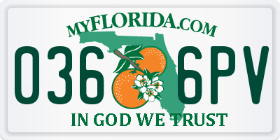 FL license plate 0366PV