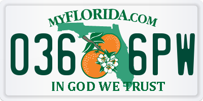 FL license plate 0366PW