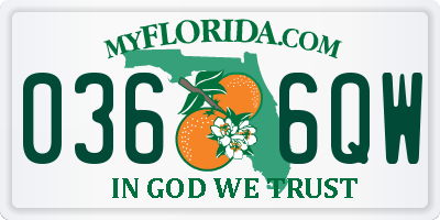 FL license plate 0366QW