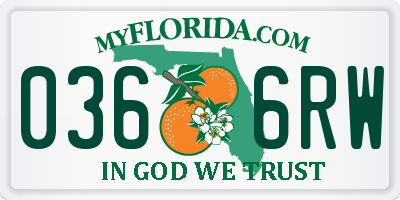 FL license plate 0366RW