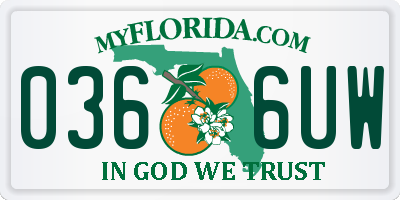 FL license plate 0366UW