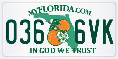FL license plate 0366VK