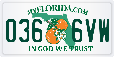 FL license plate 0366VW