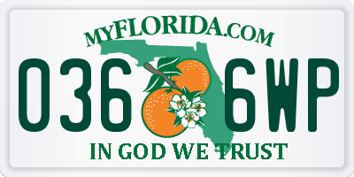 FL license plate 0366WP