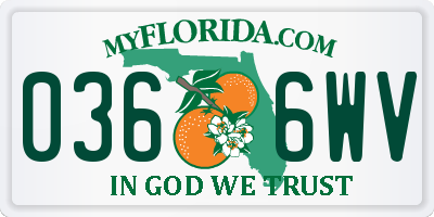 FL license plate 0366WV