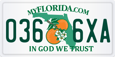 FL license plate 0366XA